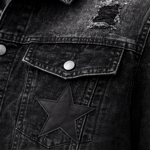 Chaqueta vaquera vintage para hombre, chaqueta vaquera vintage lavada, chaqueta vaquera clásica de algodón con botones, estilo streetwear, OEM personalizado - Product Image 6