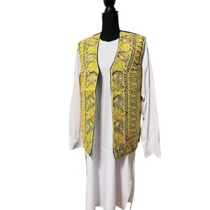 Abrigo de cintura de estilo afgano Vintage corto para hombre más vendido, chaleco personalizable transpirable bordado trenzado de oro pesado Afganistán - Product Image 1