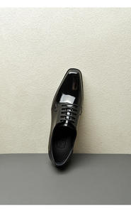 Chaussures Derby pour hommes, design original, style européen et américain, talon haut, bout carré, cuir de vache brillant, rehaussant la taille - Product Image 4