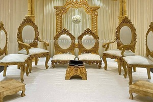 Encantadores Sillones de Boda Blancos y Dorados, Magnífico Juego de Sillones de Boda de Madera Dorados y Blancos, Compre un Juego de Boda Indio en el Reino Unido - Product Image 6