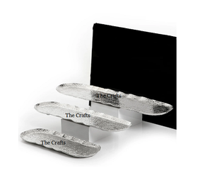 Ensemble de plateaux de service en fer et en bois de deux tailles différentes Vaisselle de service Plateau de nourriture de qualité exclusive - Product Image 4