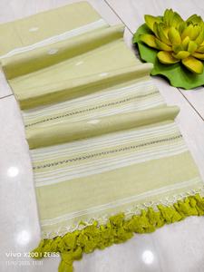 ผ้าส่าหรีผ้าฝ้ายทอมือแท้ 100% - เป็นมิตรกับสิ่งแวดล้อม แห้งเร็ว เรียบง่าย น้ำหนักปานกลาง กว้าง 6.3 เมตร ชุดแต่งงานสำหรับเด็กผู้หญิง - Product Image 2