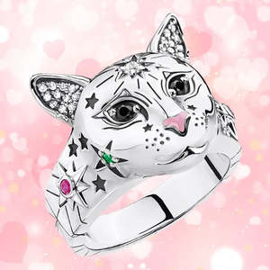 Anillo de Gato Mágico Vintage de Moda, Ajustable, Chapado en Oro Rosa de 18K, con Incrustaciones de Rodio y Chapado en Oro, Ideal para Regalo - Product Image 1