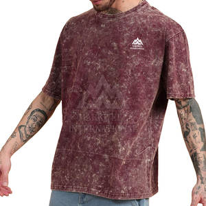 Precio razonable Color sólido Diseña tu propio logotipo Cómoda camiseta con lavado ácido 100% algodón Loose Fit Camiseta estampada para hombres - Product Image 1