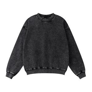 Sudadera Extra Grande para Hombre, Estilo Hip Hop, Negra Lisa, Retro, Lavada al Ácido, Vintage, con Logotipos Personalizados, 100% Algodón, Ropa Urbana - Product Image 5