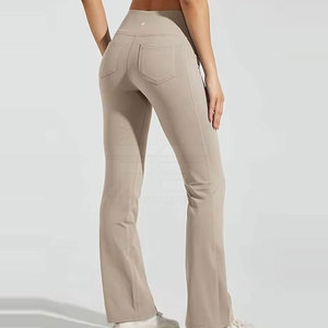 Hot Selling Best Price Women's Flare <b>Legging</b> High Waisted Compression Tight Push <b>Pockets</b> Full Length Solid Color Eco-Friendly - Product Image 2