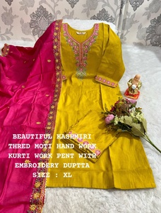 Venta caliente Vicose con trabajo manual Kurti Pant y Dupatta Mujeres Moda Fabricante y proveedor de India - Product Image 4