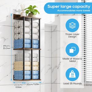 <span class=keywords><strong>Porte</strong></span>-serviettes <span class=keywords><strong>mural</strong></span> moderne en métal rétro minimaliste à trois niveaux réglable durable multifonctionnel - Product Image 3
