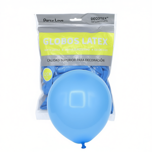 Ballons en latex Party Love 12 cm bleu clair 100 pièces en sachet, fournitures décoratives pour fêtes - Product Image 2