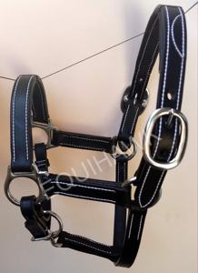 Licol de cheval de style selle anglaise personnalisé cuir confortable rembourré avec accessoire de collier de tête de quincaillerie en laiton réglable - Product Image 6