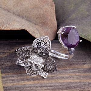 Alta calidad moderno alto grado Orquidea filigrana plata dedo anillo moda accesorio nueva llegada - Product Image 2