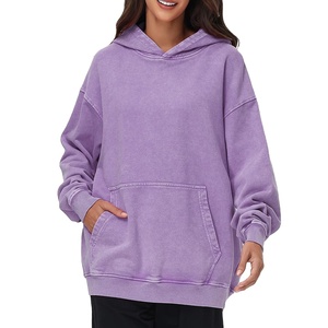 Best Selling Premium Quality Women's Winter Acid Wash Hoodie Customized Logo Solid Color Acid Wash Hoodie For Online Sale - Product Image 1