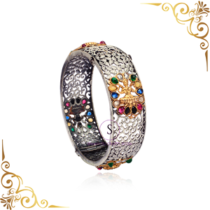 Brazaletes de diseñador de patrón de lujo, brazalete oxidado de plata, accesorios Kada, brazaletes para boda Mehndi, Haldi , Sangeet, brazalete de desgaste - Product Image 3