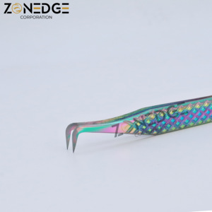 Pinzas de pestañas de titanio multicolor personalizadas de acero inoxidable, herramienta de belleza sostenible de etiqueta privada, extensión de pestañas OEM puntiaguda - Product Image 3
