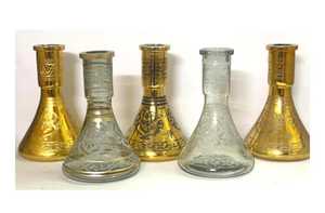 Chicha Farida de qualité supérieure en gros, 30 cm, luxe égyptien, effet miroir sous vide, bouteille en verre métallique, chicha dorée gravée en pyramide - Product Image 5