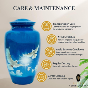 Urna de aluminio hecha a mano pegion diseño grabado urnas de cremación | Revestimiento Meena | Diseño a prueba de fugas (recuerdo y opciones grandes) - Product Image 5