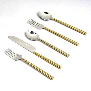 Cubiertos de suministro de fábrica al por mayor a buen precio Juego de cubiertos con mango martillado chapado en oro rosa de acero inoxidable - Product Image 4