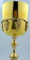 Coupe de communion artisanale moderne en laiton, finition or massif poli, écologique, capacité 1000 ml, pour cérémonies religieuses et utilisation en extérieur
