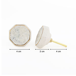 Poignée de tiroir en marbre blanc hexagonal pour armoires et meubles - Product Image 2
