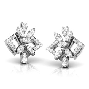 Pendientes de Plata de Ley 925 con Incrustaciones de Diamantes Moissanite y Elegante Diseño de Hoja, Pendientes de Diamantes Moissanite para Mujer - Product Image 1