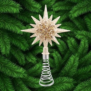 Nouvelle Décoration Créative de Noël et du Nouvel An en Gros : Étoile de Sapin en Acrylique Doré Scintillant à 16 Pointes - Product Image 3