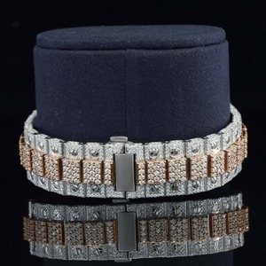 Montre entièrement sertie de diamants HPHT cultivés en laboratoire avec cristal saphir, montre de luxe en acier inoxydable à prix de gros. Ceci est élégant - Product Image 4