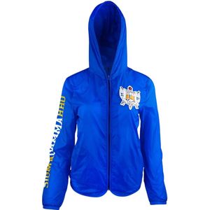 Sigma Gamma Rho SGRho Veste Légère Bleu Royal 100 Polyester Crest Patch Sleeve Print Windbreaker Sorority Apparel - Product Image 1