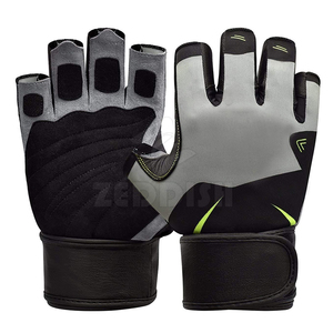 ถุงมือยกน้ำหนักหนัง2ชิ้นพร้อมสายรัดข้อมืออุปกรณ์ออกกำลังกายเล่นกีฬา - Product Image 1