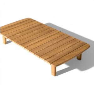 Mesa de Centro Larga de Estilo Japonés de Madera de Teca con Acabado Natural, Diseño de Perfil Bajo para Apartamento, Terraza, Jardín, Hotel y Villa - Product Image 6
