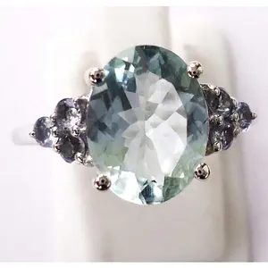 坦桑石宝石珠宝戒指海蓝宝石925银时尚女性经典最新戒指设计纯银925珠宝