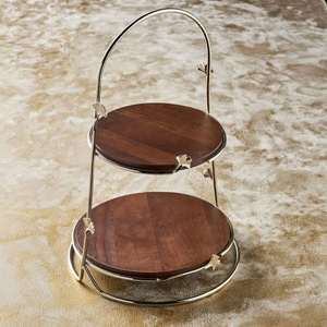 Support à gâteau en bois de luxe avec pieds en métal pour la décoration de mariage Présentoir à gâteau en bois - Product Image 2