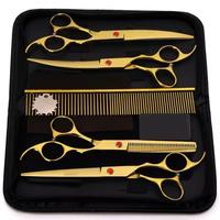 Ensemble de ciseaux de coiffeur professionnels en gros Kit de ciseaux de coupe et d'amincissement de cheveux de qualité supérieure avec peigne et étui en cuir