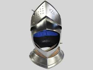 Medieval Close Armet Knight Casco Armet Casco Ancient Close Knight Casco con soporte de madera - Product Image 3