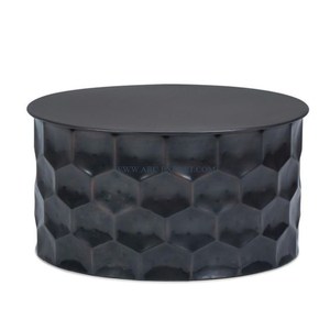 Mesa auxiliar de café de madera de bambú con forma personalizada de gran tamaño con diseño de esmalte con patas de hierro recubiertas de polvo negro de Metal muebles - Product Image 2