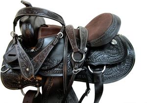 Sillín de caballo de carreras occidental de alta calidad | Tachuela de cuero para placer, sendero y equitación de vaquero, equipo premium a precio asequible - Product Image 5