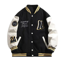 Haute qualité personnalisé hommes Varsity Letterman Style Baseball veste pour hiver automne laine Polyester tissu sans col Vintage - Product Image 1