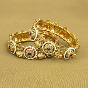 Handmade Jewellery In India Antique Openable <b>Bangles</b> With Gold Plating - Product Image 1