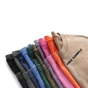 T-shirt en coton délavé à l'acide unisexe de haute qualité T-shirt à col rond décontracté et lourd avec lavage minéral OEM surdimensionné - Product Image 5