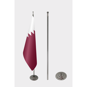 Digital-Printed Qatar Indoor <b>Flag</b> with Aluminum <b>Pole</b> & Polyester or Silk Material - Product Image 2