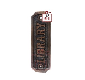 Cast Iron Interior Apartment House Room <b>Door</b> Sign Wall Mounted "Library" Hotel <b>Door</b> <b>Plate</b> Plaques - Product Image 3