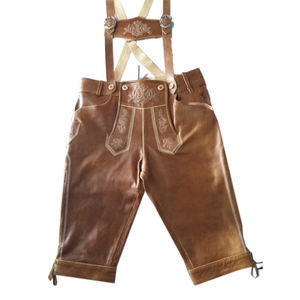 Kniebundhose เอวสูงเยอรมัน Oktoberfest บาวาเรียสิบสไตล์ลำลองผ้าทอซักสีเข้ม - Product Image 3