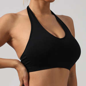 Soutien-gorge de sport à bretelles halter pour femmes, vente en gros personnalisée, résistant aux chocs, élastique, pour le yoga, la salle de sport, le fitness et la course à pied - Product Image 4