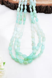 Perles de pierres précieuses en opale bleue naturelle, lisses et ombrées, pour la fabrication de bijoux fins - Product Image 5