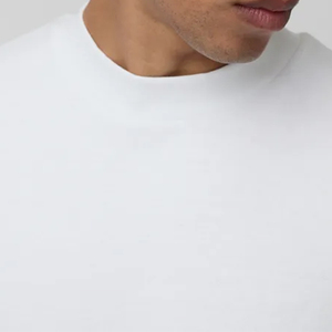 Camiseta de peso pesado de 300 gramos personalizada para hombre, ropa de calle de gran tamaño con hombros caídos, camiseta en blanco con cuello de costilla extendida para hombre 100% - Product Image 3