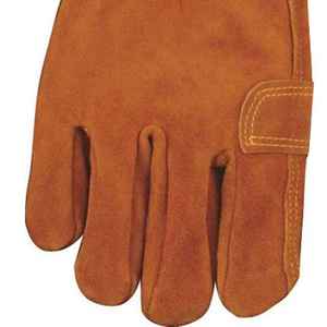 Guantes de conducción de cuero cómodos Guantes de conducción de cuero de vaca resistentes divididos ligeros Guantes de conducción de cuero antivibración de grano de seguridad - Product Image 3