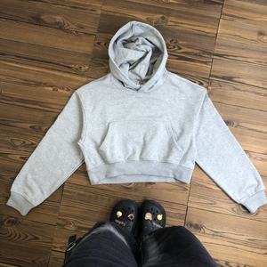 Wholesale High Quality Oversized Hot <b>Girl</b> Blank Plain Thick Short Pullover <b>Sweatshirt</b> Casual Hip Hop Street Wear Women's <b>Hoodie</b> - Product Image 1