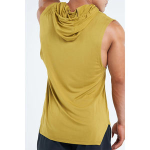 OEM <b>Men</b> <b>Sleeveless</b> <b>Pullover</b> Hoodie 65% Cotton 35% Polyester Custom Printed <b>Sleeveless</b> Tank Top Hoodie - Product Image 3