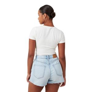 Women's Distressed Button Waist Design Jeans Shorts <b>Top</b> Selling Summer Fashion Breathable Stretchable Wholesale Summer Wear - Product Image 4