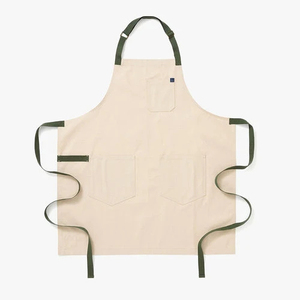 Tablier en toile sans manches vert olive, style simple, avec poches, lavable en machine, écologique, résistant à l'eau pour les produits de nettoyage - Product Image 5