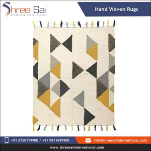 Tapis en coton écologique faits à la main à franges tissé plat durable durable décor à la maison ensembles de tapis à bas prix matériaux recyclés - Product Image 3